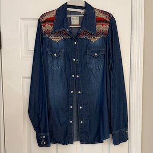 Roper Blue Denim Shirt with Embroidery